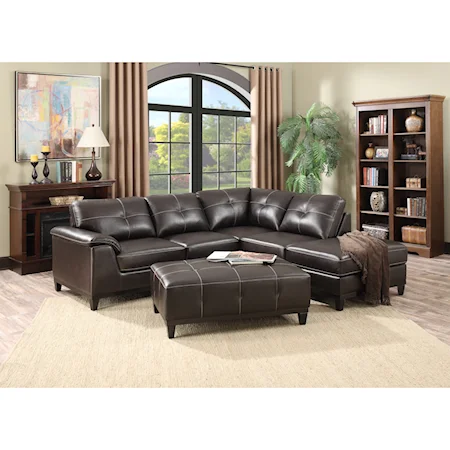 3-Piece Sectional and Ottoman Set with Tufting